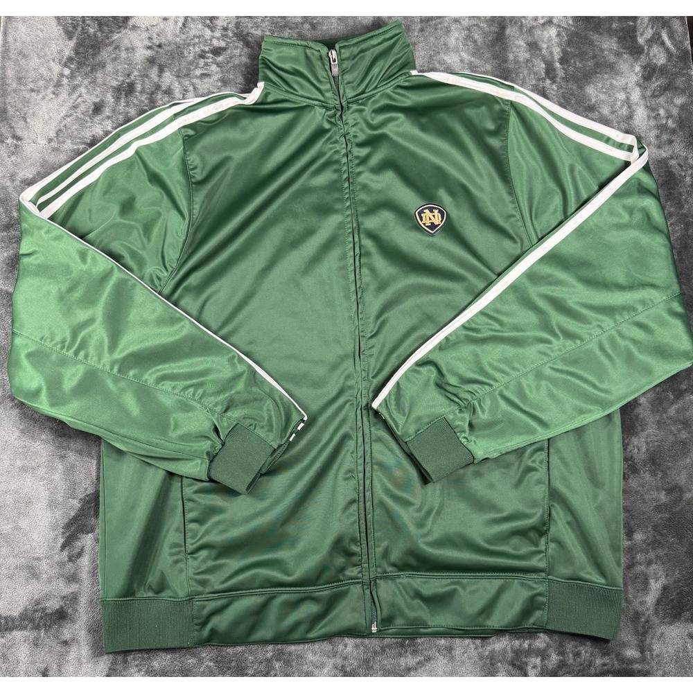 Adidas Notre Dame Fighting Irish Men's XL Green Full Zip Track Jacket 3 Stripe